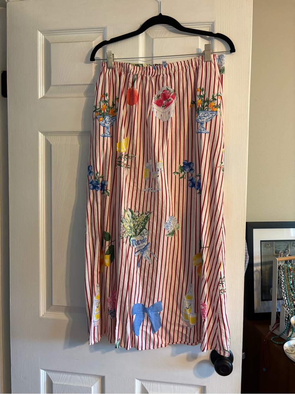 Calypso St. Barth Fruit and Novelty Print Stripe Skirt